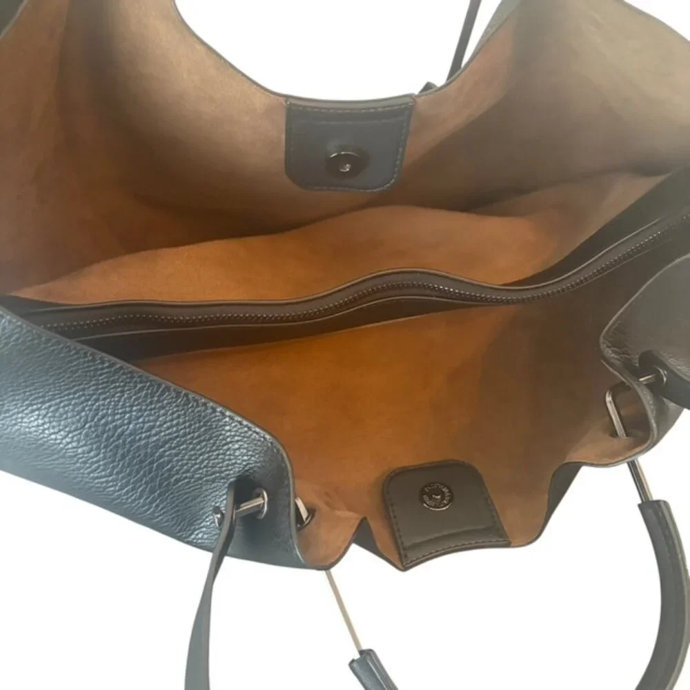 Sondra Roberts Squared Black Vegan pebbled Leather handbag satchel - Picture 9 of 12